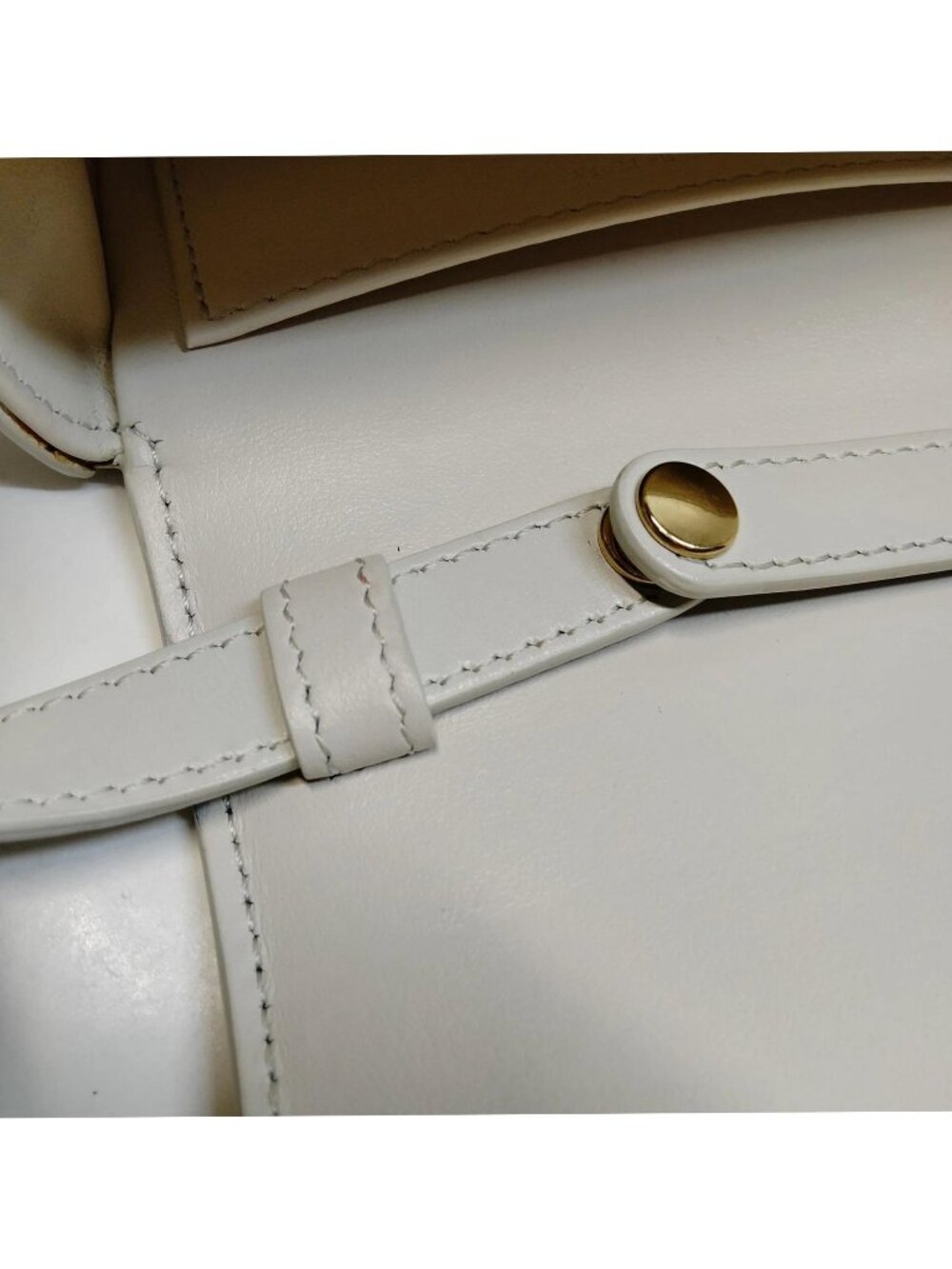 Authentic Celine Triomphe Small Shoulder Bag White Leather Gold Logo Crossbody - Picture 9 of 16